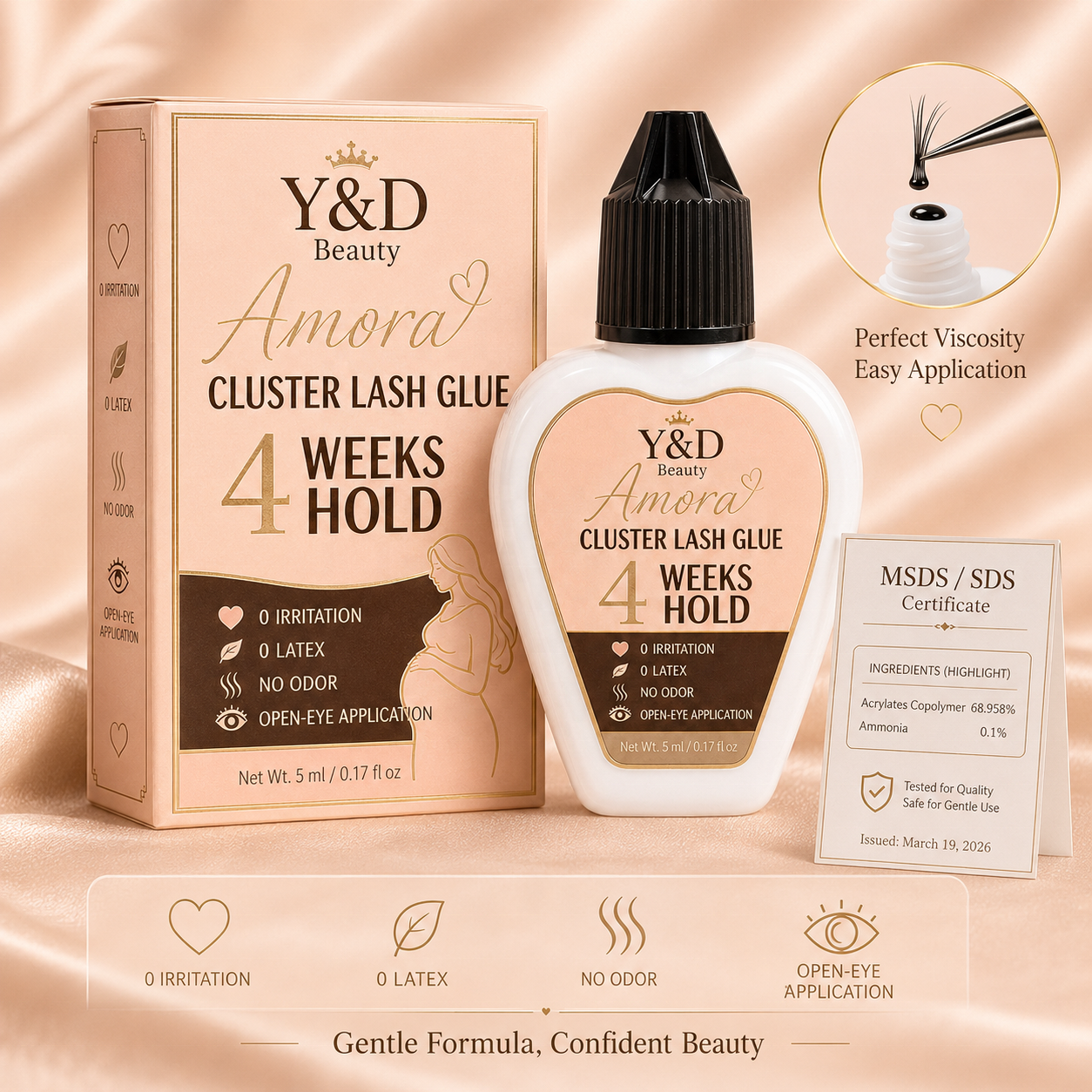 1~2s Quick Dry Waterproof Liquid Eyelash Extension Glue Super Strong Hold 2~3 Weeks Lash Artists Private Label Logo Cluster Lash