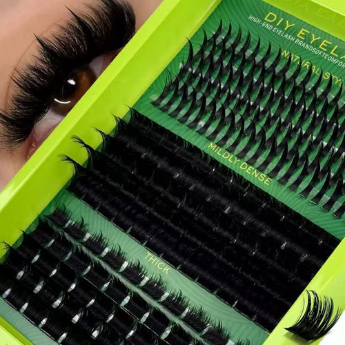 200D Fluffy Cluster Lashes DIY Eyelash Extension Kit D Curl 10-24mm Faux Mink Soft Volume Thick Individual Lashes Private Label