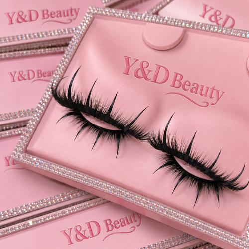 2026 New Design Handmade Strip Lashes Wholesale Custom Logo Wet Look Cat Eye Lashes Faux Mink LThickFalse Spiker Strip Eyelash