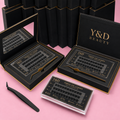 7-Day Wear Press on No Glue Clean Girl Style Custom Luxury Black Gold Box OEM Self Adhesive Korea Press on Lashes Cluster Kit