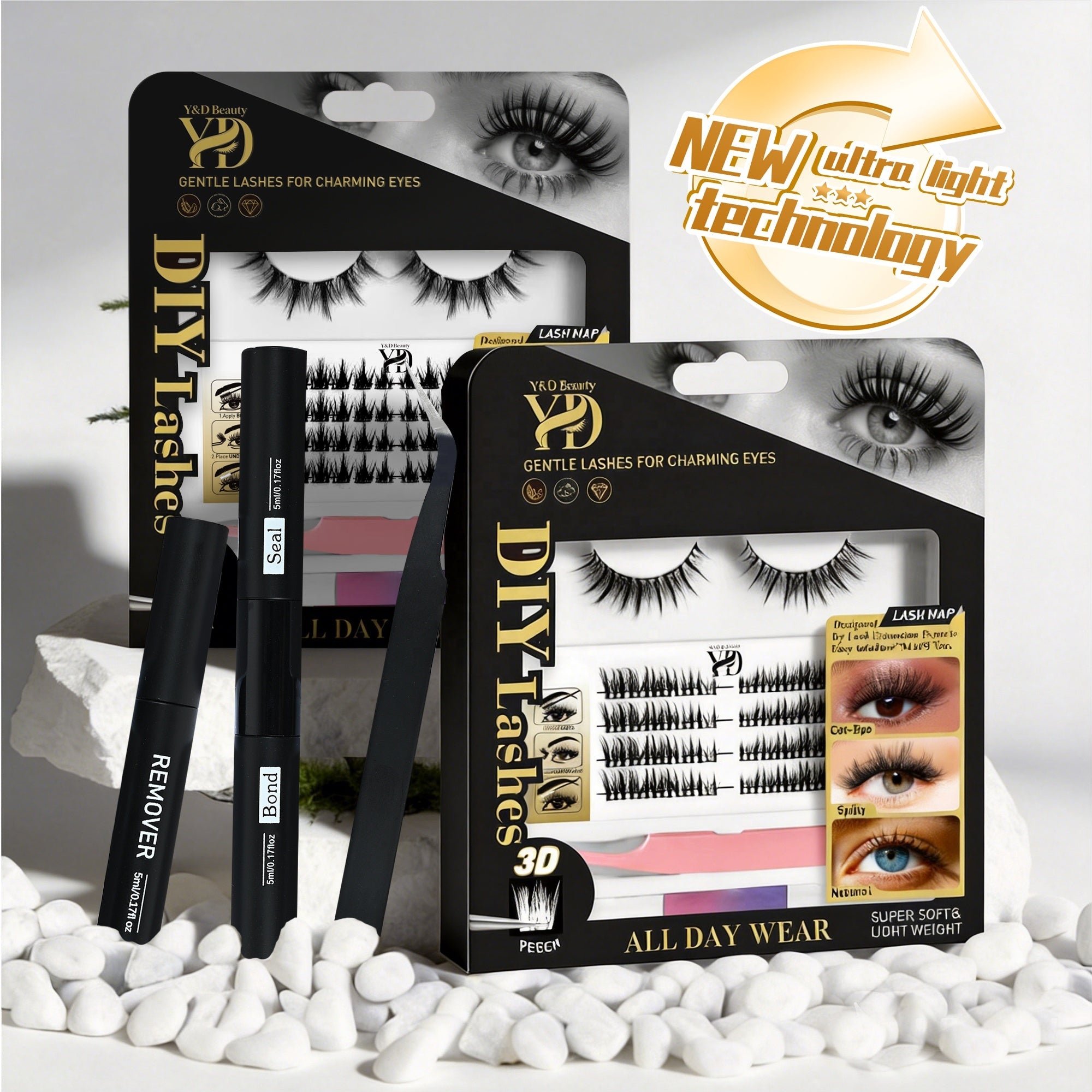 Custom Logo Handmade Tapered Tip Manga Lash Clusters Symmetrical S-Spike Wispy DIY Eyelash Extensions Mink Softness 12 Rows