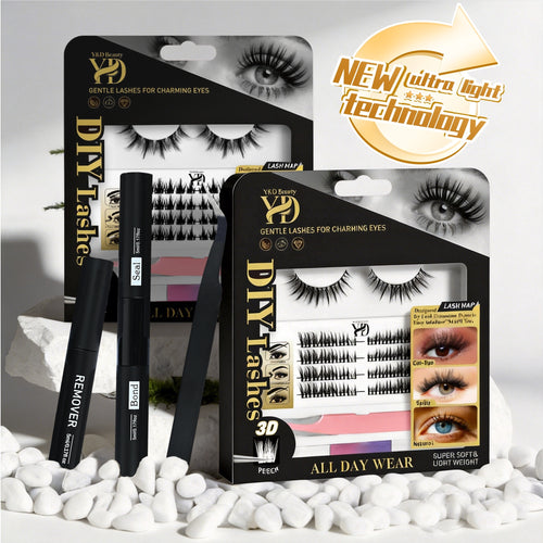 Custom Logo Handmade Tapered Tip Manga Lash Clusters Symmetrical S-Spike Wispy DIY Eyelash Extensions Mink Softness 12 Rows