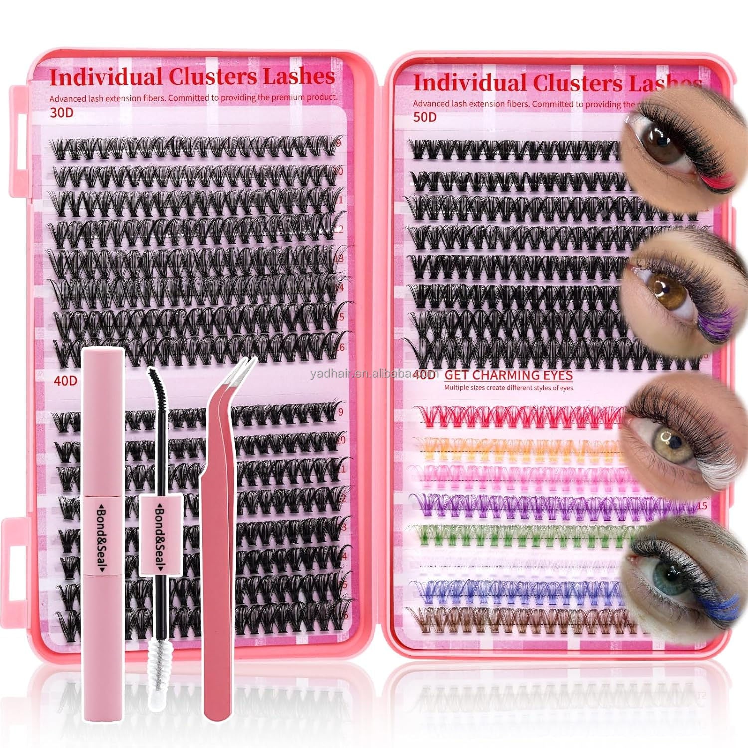 DIY Handmade Colored Synthetic Hair Lash Clusters Tray Wholesale Individual Lashes Mega Volume Mixed for Private Label Cluster