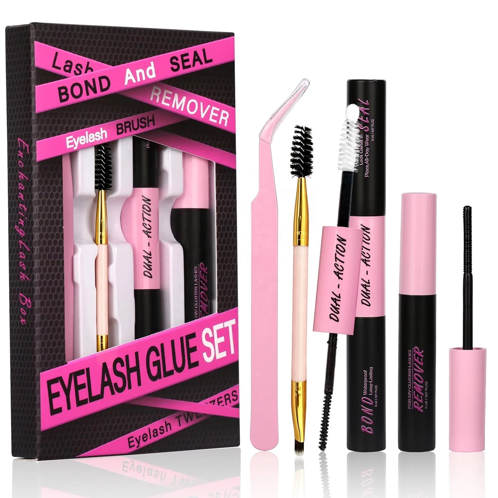 DIY Lash Glue Bond & Seal Remover Liquid Vegan Latex-Free Long-Lasting Waterproof Strong Hold Sensitive-Friendly Eyelash GlueKit