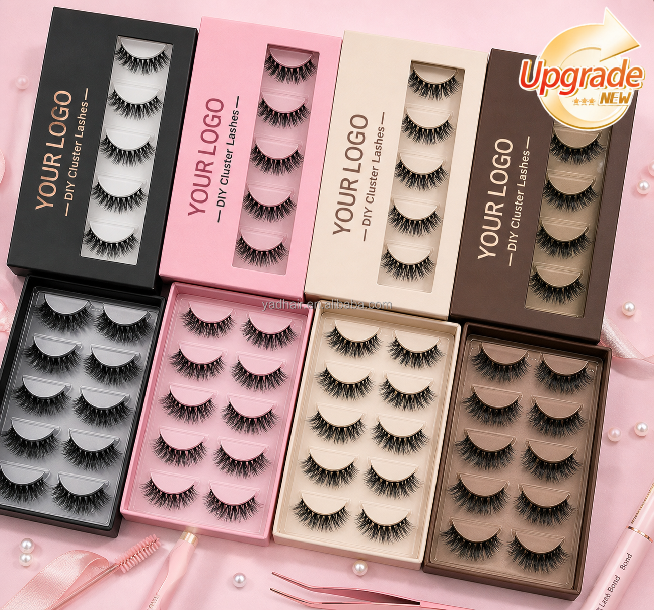 Factory Wholesale Handmade 100% Real Mink Lightweight Natural 3D Wispy Cruelty-Free Reusable False Eyelashes Custom Strip Lashes