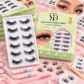 False Eyelash Wholesale Vendor 10-20MM Plant Fiber Reusable Handmade 3D Wispy Natural Cruelty-Free Glow Dark Cotton Full Strip