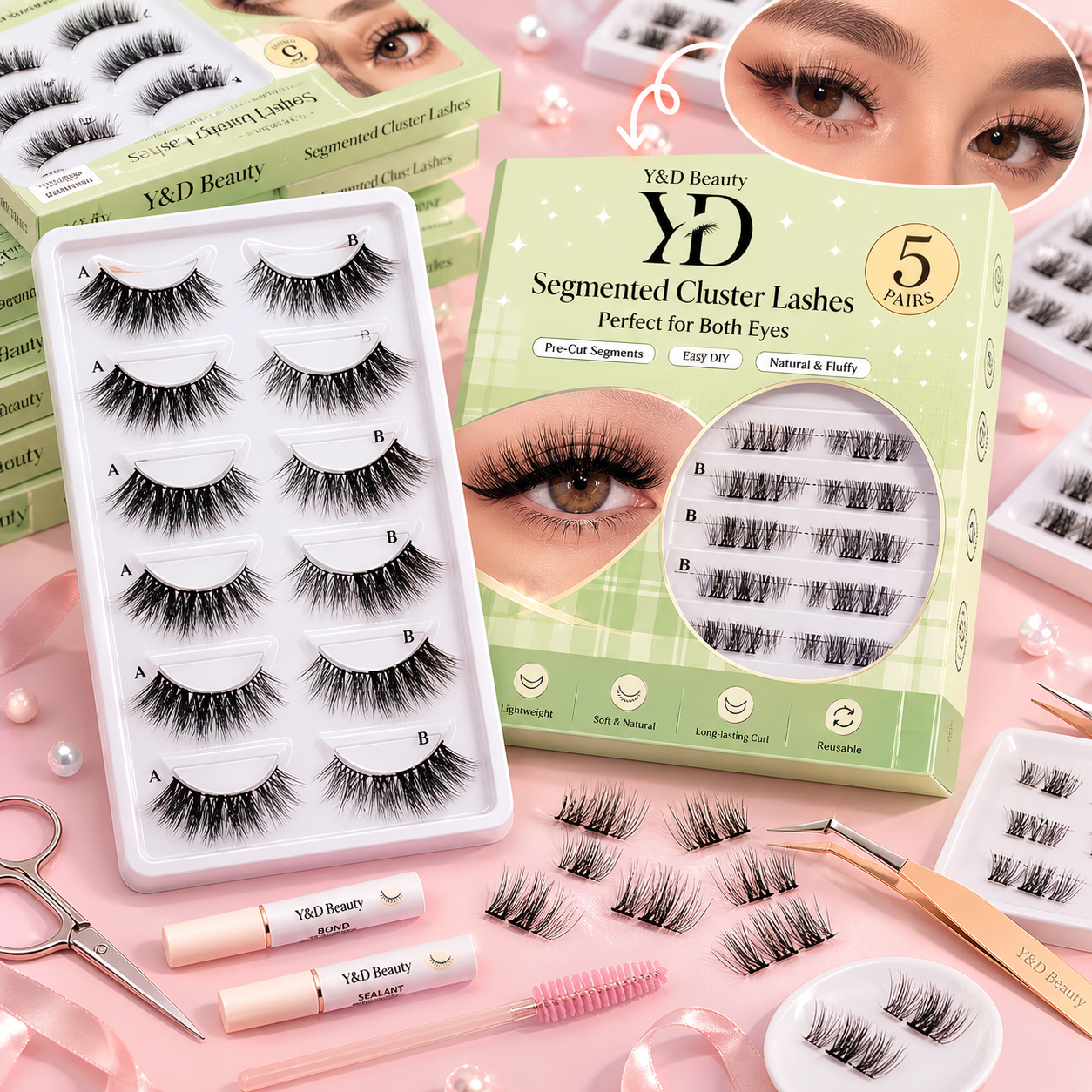 False Eyelash Wholesale Vendor 10-20MM Plant Fiber Reusable Handmade 3D Wispy Natural Cruelty-Free Glow Dark Cotton Full Strip