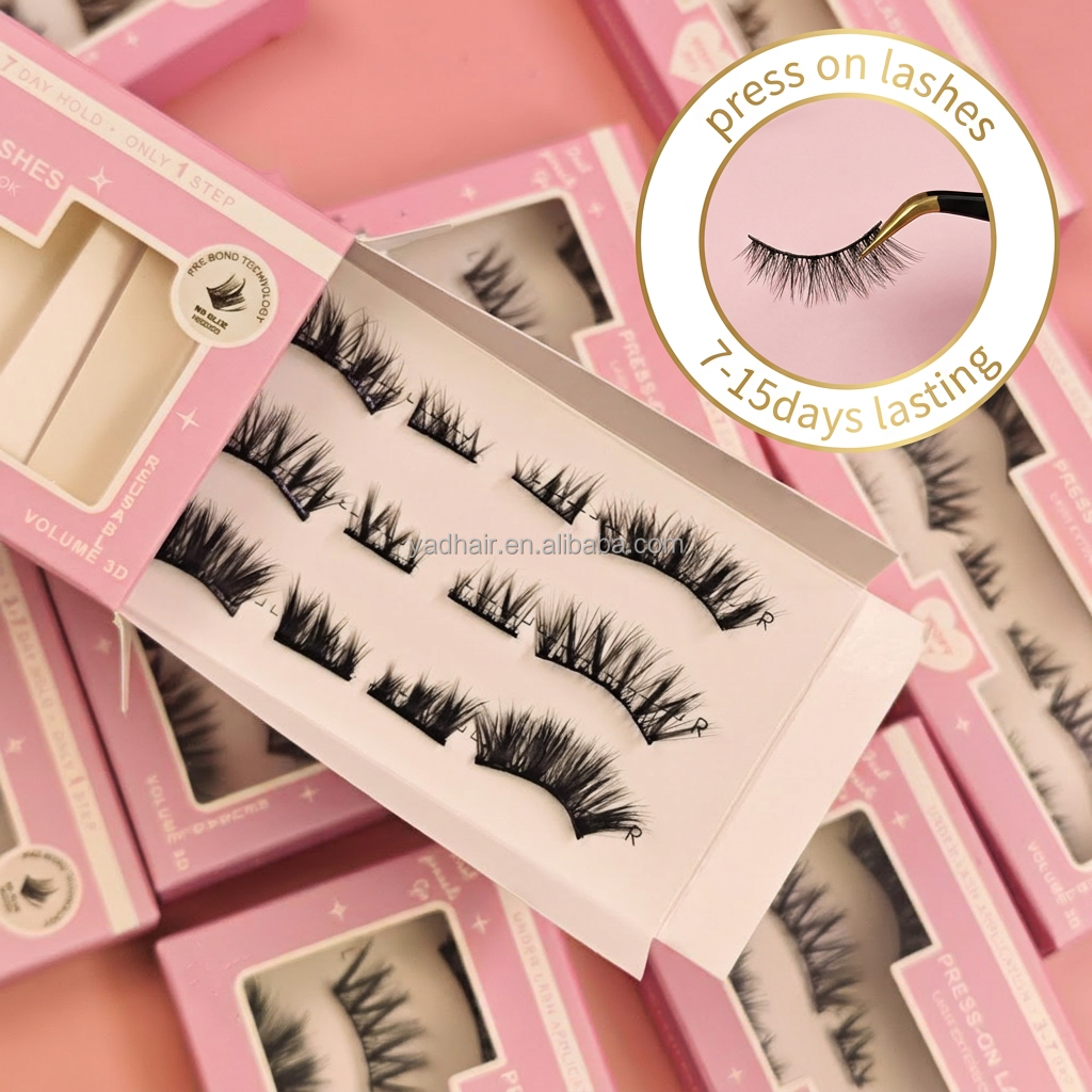 False Eyelashes Self Adhesive Reusable Cruelty-Free Glow in the Dark Wispy 3D Glue Free Half Strip Lashes