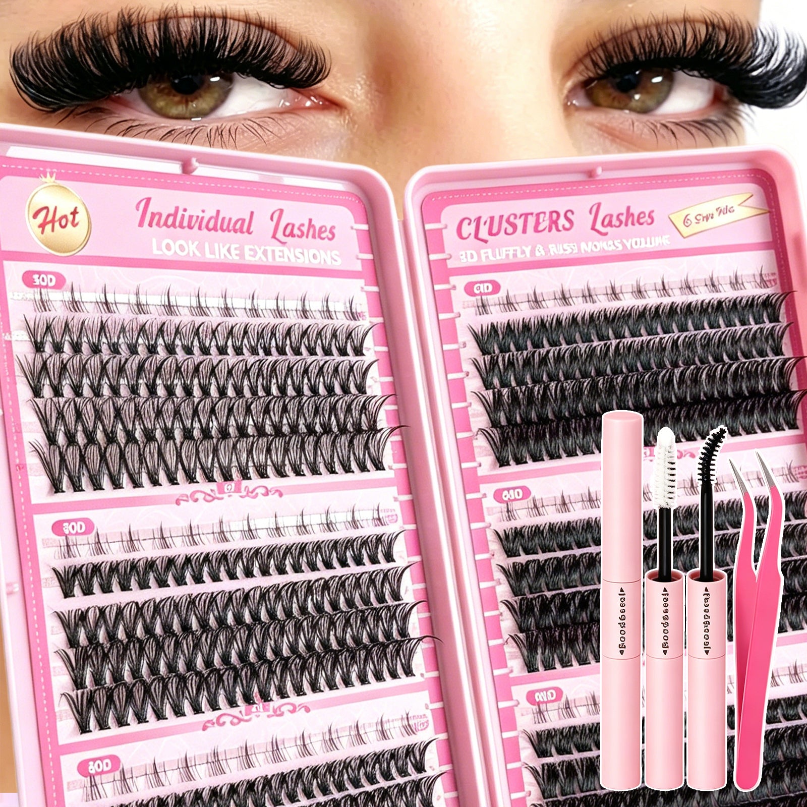 Handmade Diy Volume Lash Clusters Kit-Custom Large Capacity DIY Eyelash Book Bluk 30D 40D 50D Faux Mink Fan Eyelashes Wholesale