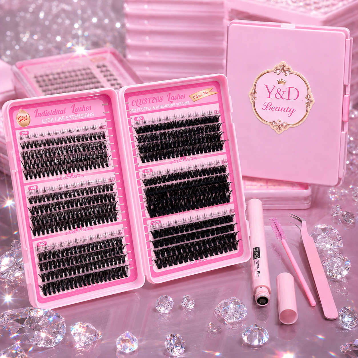 Handmade Diy Volume Lash Clusters Kit-Custom Large Capacity DIY Eyelash Book Bluk 30D 40D 50D Faux Mink Fan Eyelashes Wholesale