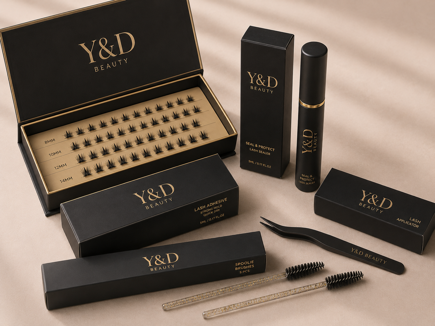Handmade OEM Eyelash Cluster DIY Kit Wholesale Magnetic Box Korean PBT Material 12 Rows Lash Extension Kit Manga Lash Clusters