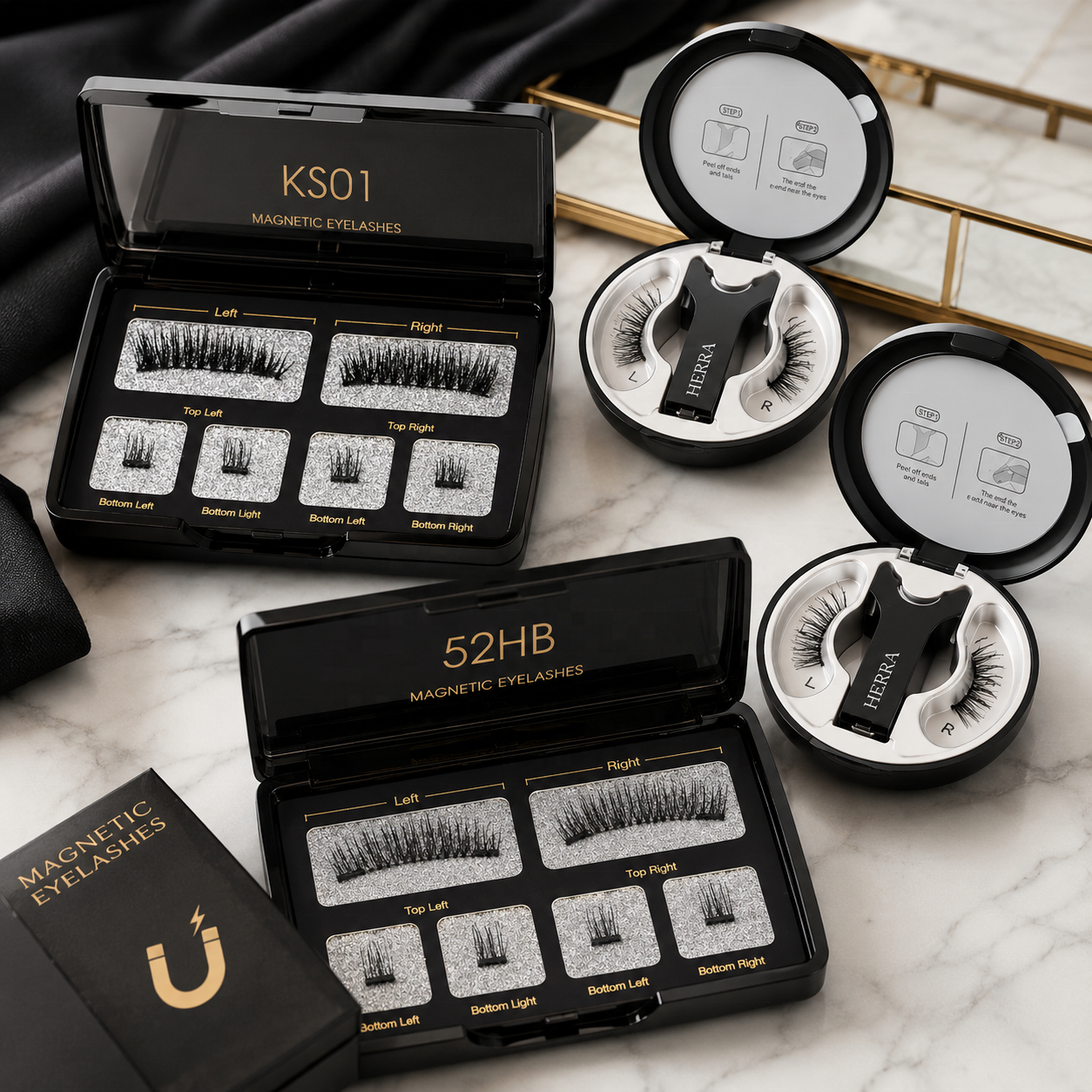 High Quality 3D Natural Reusable Long Soft Lightweight Magnetic CC Waterproof No Glue Needed Magnet Lashes with Little Magnets