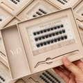 Luxury Khaki Drawer Diy Eyelashses Box Custom Logo 7 Days Wear Glue Free Glued Self Adhesive Korea Press on Lashes Cluster Kit