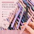 Non Stick Glue Tweezers Private Label Custom Logo Pink Black Stainless Steel Anti-stick Press OnLash Cluster Tweezers