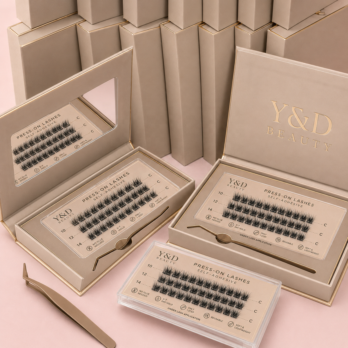Press on Diy Lash Clusters Black Brown Self Adhesive Lash Clusters Kit With Anti-adhesive Tweezers No Glue Custom Logo