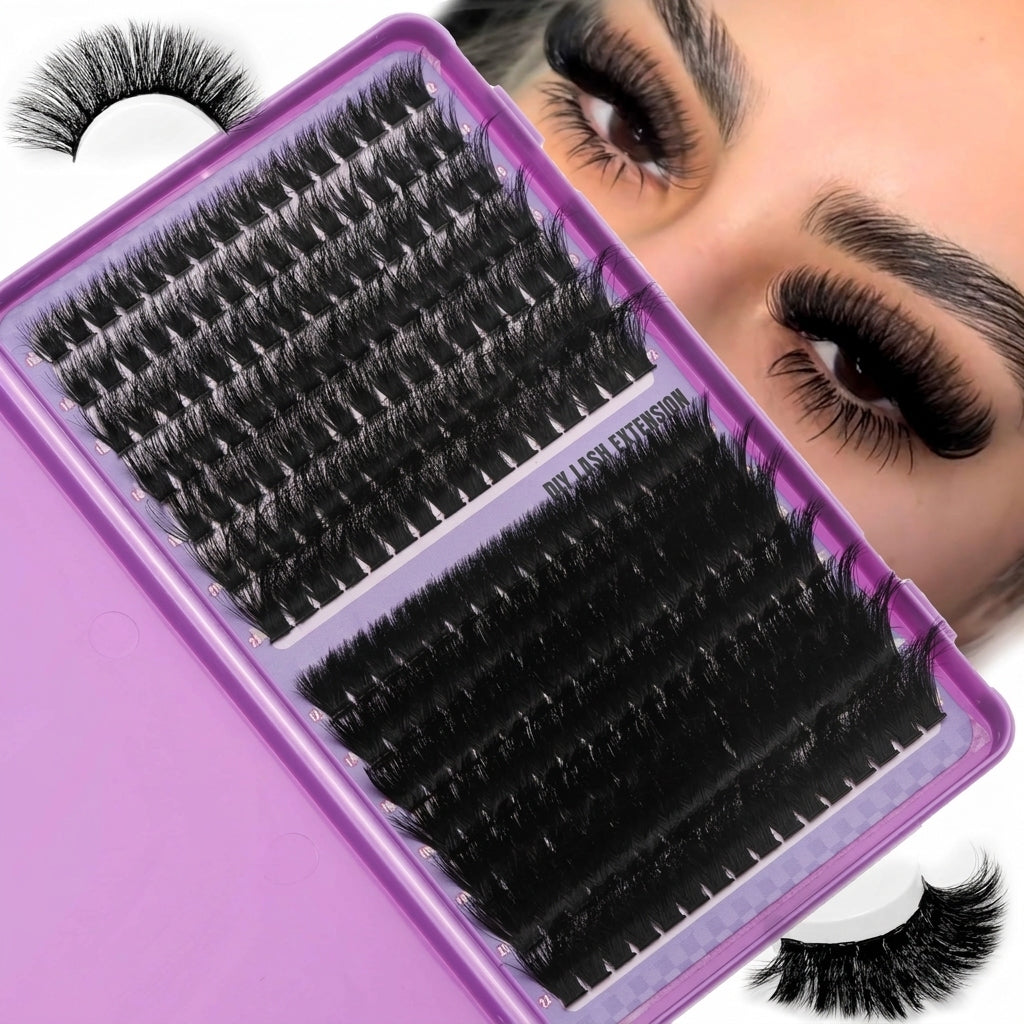 Private Label Handmade DIY Individual EyelasheClusters 100D 200D Thick Volume 5d Fluffy Segment Lash ClustersKit Custom Logo