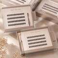 Private Label Handmade Pre-Glued Synthetic Hair 3D Wispy DIY Reusable Naturel Invisible Cat Eye 12-Rows Press-On Lash Cluster
