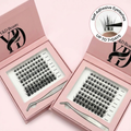 Private Label Handmade Synthetic Hair 3D Wispy Wholesale Natural Self Adhesive Bond Cluster Lashes Luxury Pink Box Custom Logo