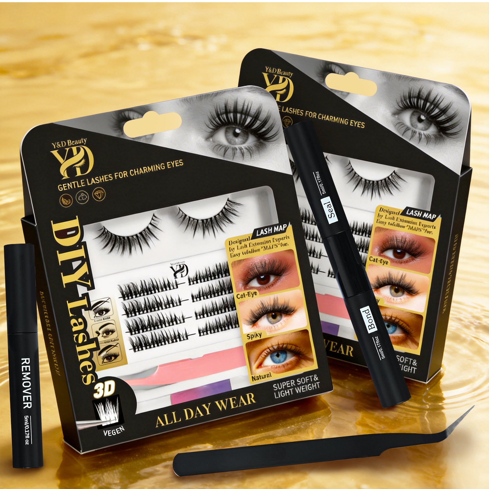 Private Label Handmade Tapered Tip S-Spike Manga Lash Clusters Symmetrical Faux Mink Softness 12 Rows DIY Segmented Eyelash