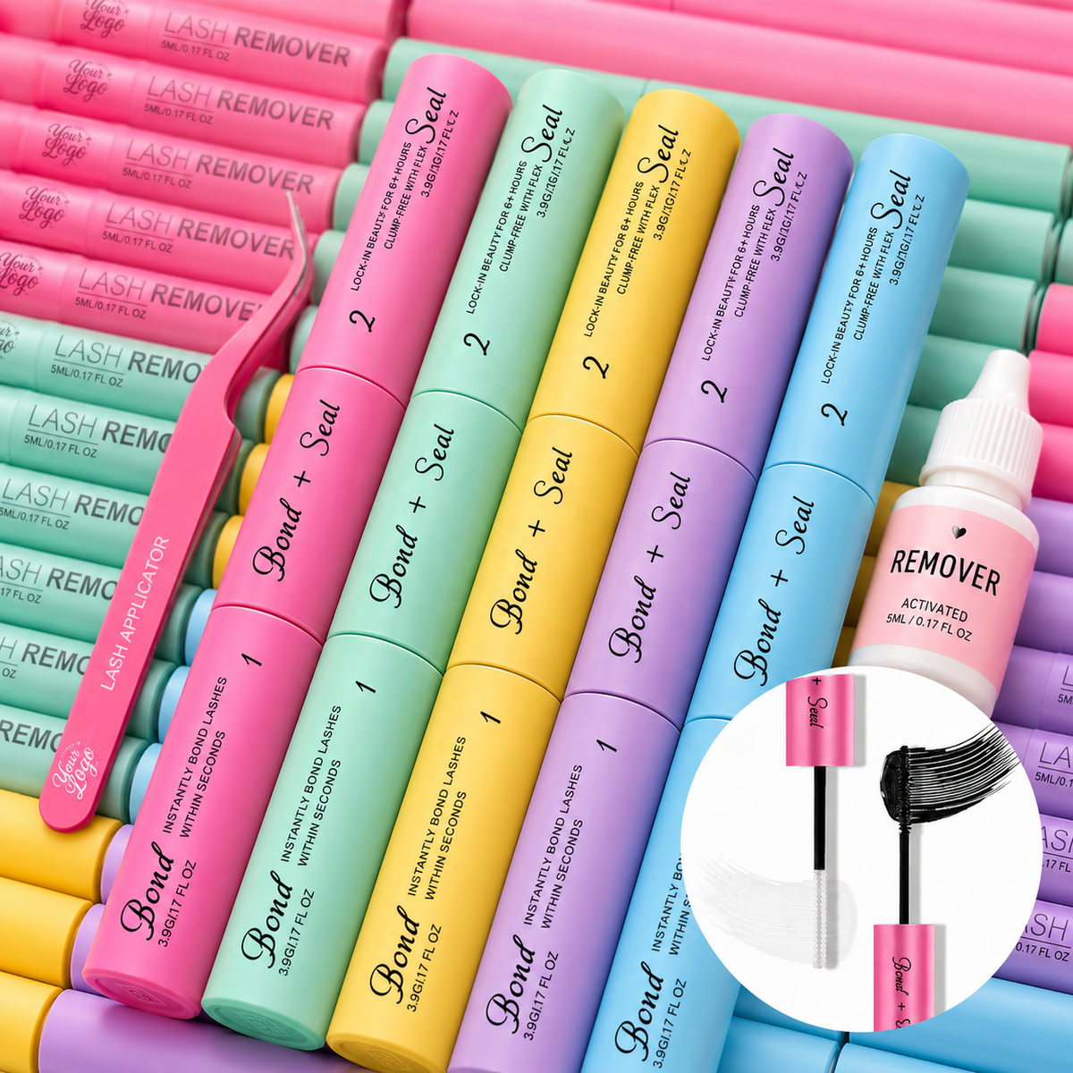 Private Label Latex Free Waterproof Cluster Eyelash Extension Glue Lash Bond Seal Double Headed 72h Diy Eyelash Glue custom Logo