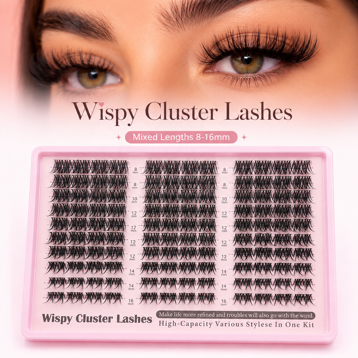 Private Label MINK Handmade 12 Rows Cluster Lashes Tray Cc for Fairy Lash Clusters Invisible Band Natural Diy Eyelash