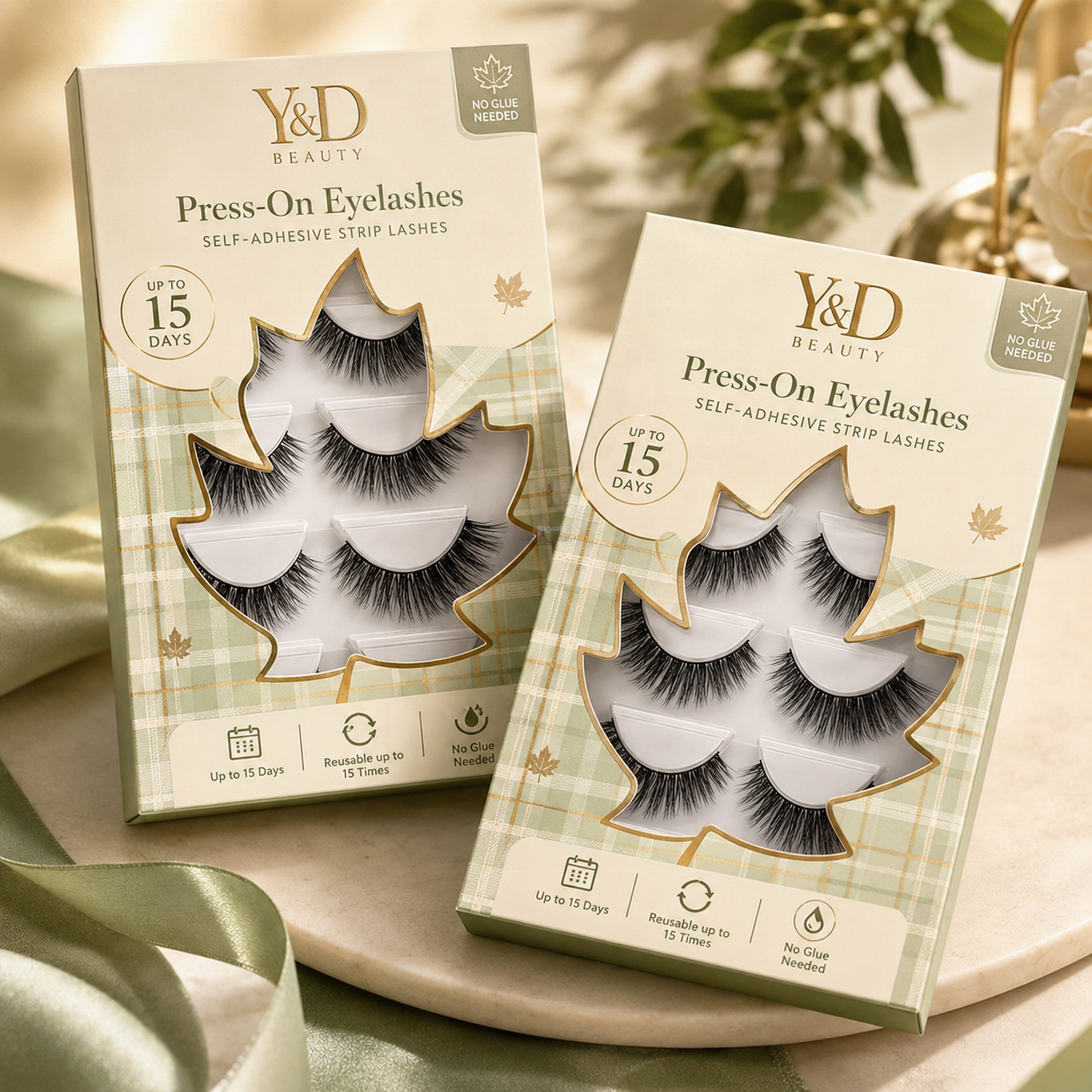Private Label Reusable Pre Glued Self-Adhesive Full Strip Eyelashes Self Sticky3D Fluffy Customized Box Vegan Natural Eye Lashes