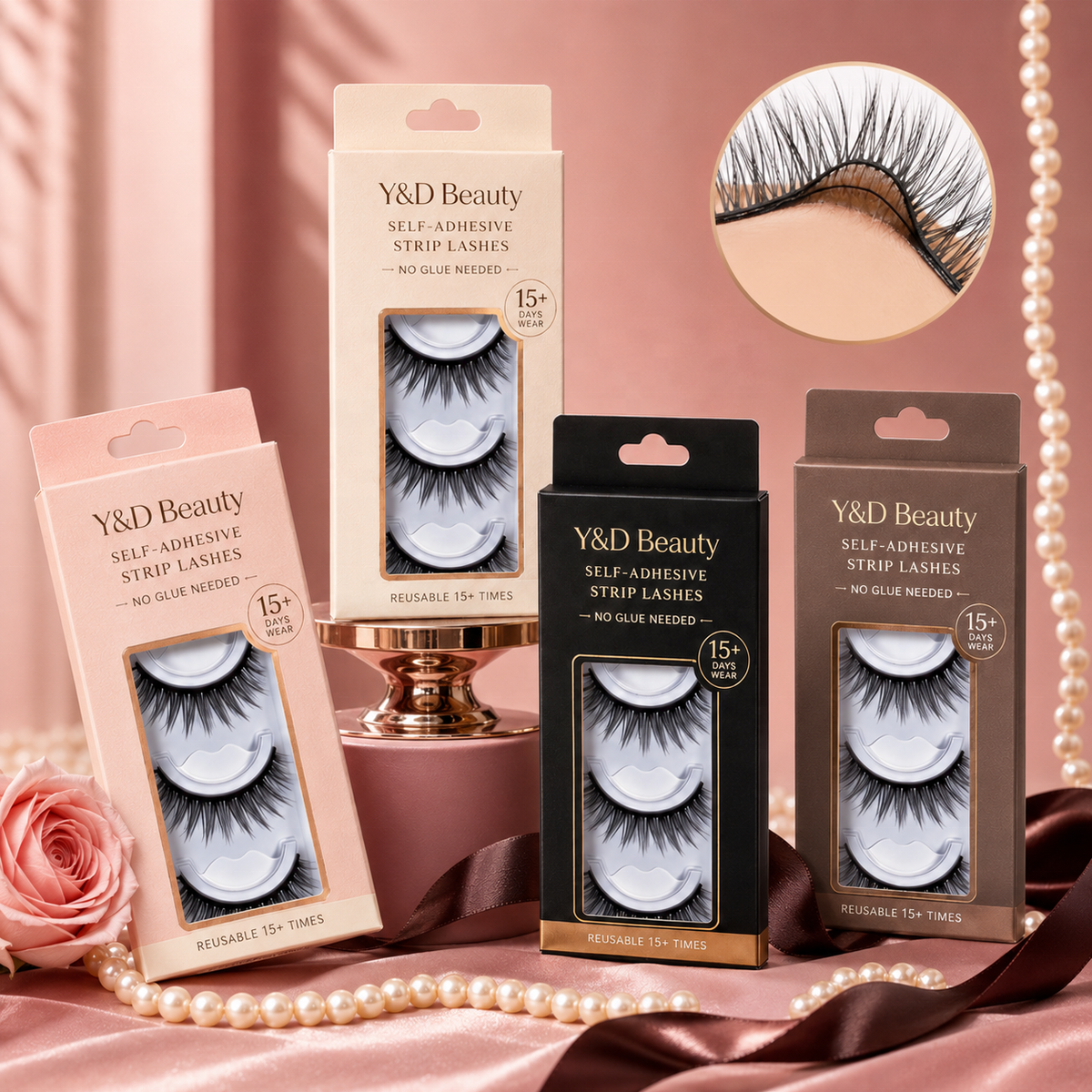 Private Label Wholesale Pre Glued Self-Adhesive Full Strip Eyelashes Cat Eye Reusable 3D Fluffy Customized Box Wispy Eye Lashes