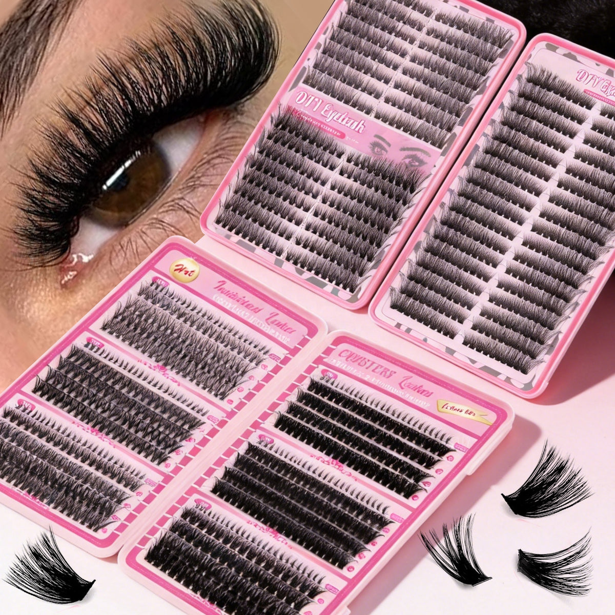 TK Hot Selling DIY Eyelash Book LargeCapacity Cluster 9-16mmDIY Lash Extension Kit Cd Curl Fluffy Lash Clusters Book with Bottom