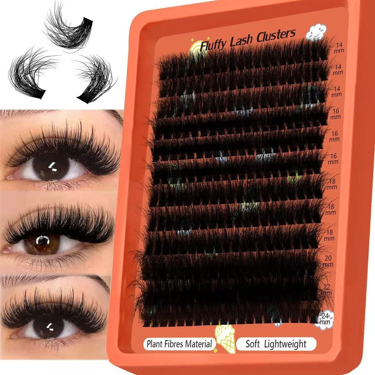 Tiktok Private Label Mega for D for PBT Fiber Handmade Knot-free Baddie100D 200D 8-25mmThick Volume Lash Clusters Trays
