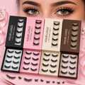 Wholesale 3D Natural Faux Mink Corner Eye Lash Vegan False Strip Eyelashes 5 Pairs of Full Strip Cilios Custom Half Lashes Box