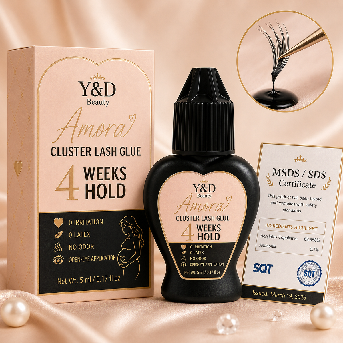 Wholesale Custom Lash Cluster Glue Lash Liquid Vegan HypoallergenicSuper Strong Waterproof Sensitive 5ml Lasting 4week DIY Glue