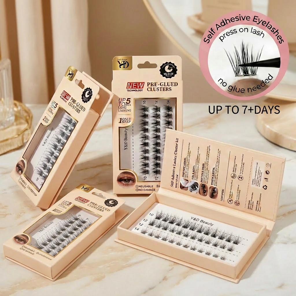 Wholesale Custom Logo Cc Curl DIY Self-Adhesive Eyelash Clusters Press Pre Glued Lash Clean Girl 3D Spike Lash Cluster7-10 Days