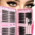 Wholesale Custom Logo Handmade Fox Eye Lash Clusters Kit Book with Synthetic Hair 36 Rows Mega Volume Eyelashes Clusters Trays