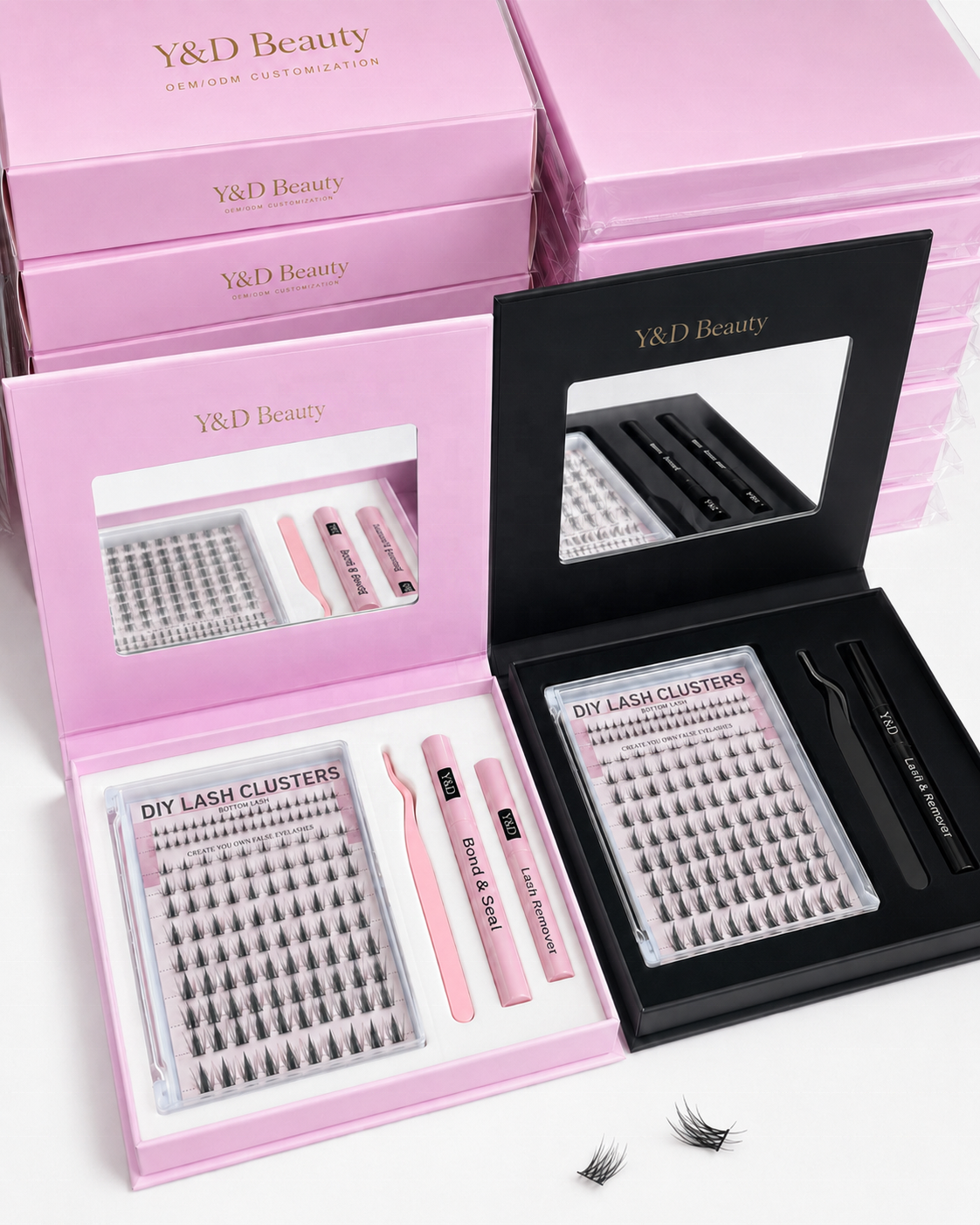 Wholesale DIY Fan Eyelash Clusters Customizable Cluster Lashes Kit with Mirror Private Label Segment Pre-Cut Eyelash Extension