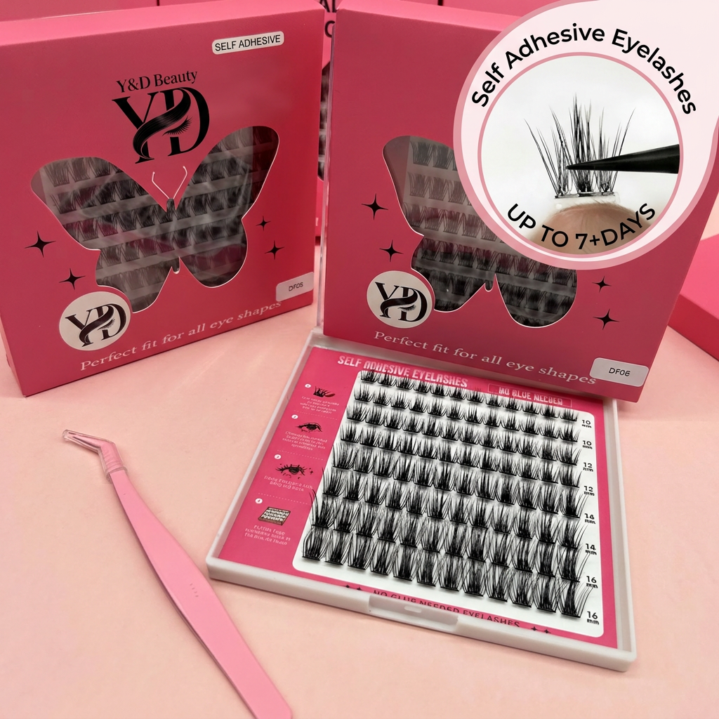 Wholesale DIY Self-Adhesive C for Individual Eyelash Extensions Press-on Lashes 8-14 mm 3D Effect Lash Clusters Kit Korean PBT