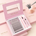 Wholesale Faux Mink 3D DIY Cluster Lashes Kit Manga Natural False Fan Eyelashes Private Label Individual Lashes Extensions Kit