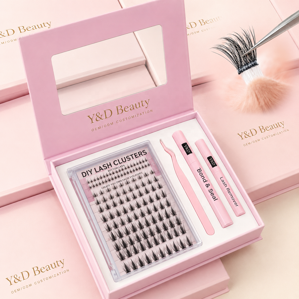 Wholesale Faux Mink 3D DIY Cluster Lashes Kit Manga Natural False Fan Eyelashes Private Label Individual Lashes Extensions Kit
