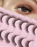 Wholesale Handmade Cruelty-Free Plant Fiber Cat Eye Lashes Clear Band Soft Wispy Natural Look 3D Strip False Eyelashes 7 Pairs