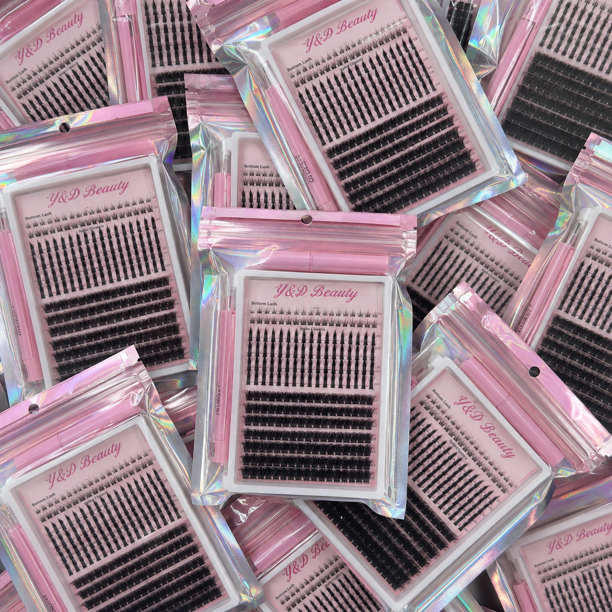 Wholesale Handmade Diy Spiky Manga Cluster Lashes Custom Logo 12 Rows Bottom Individual Mix CD Individual Eyelashes Clusters