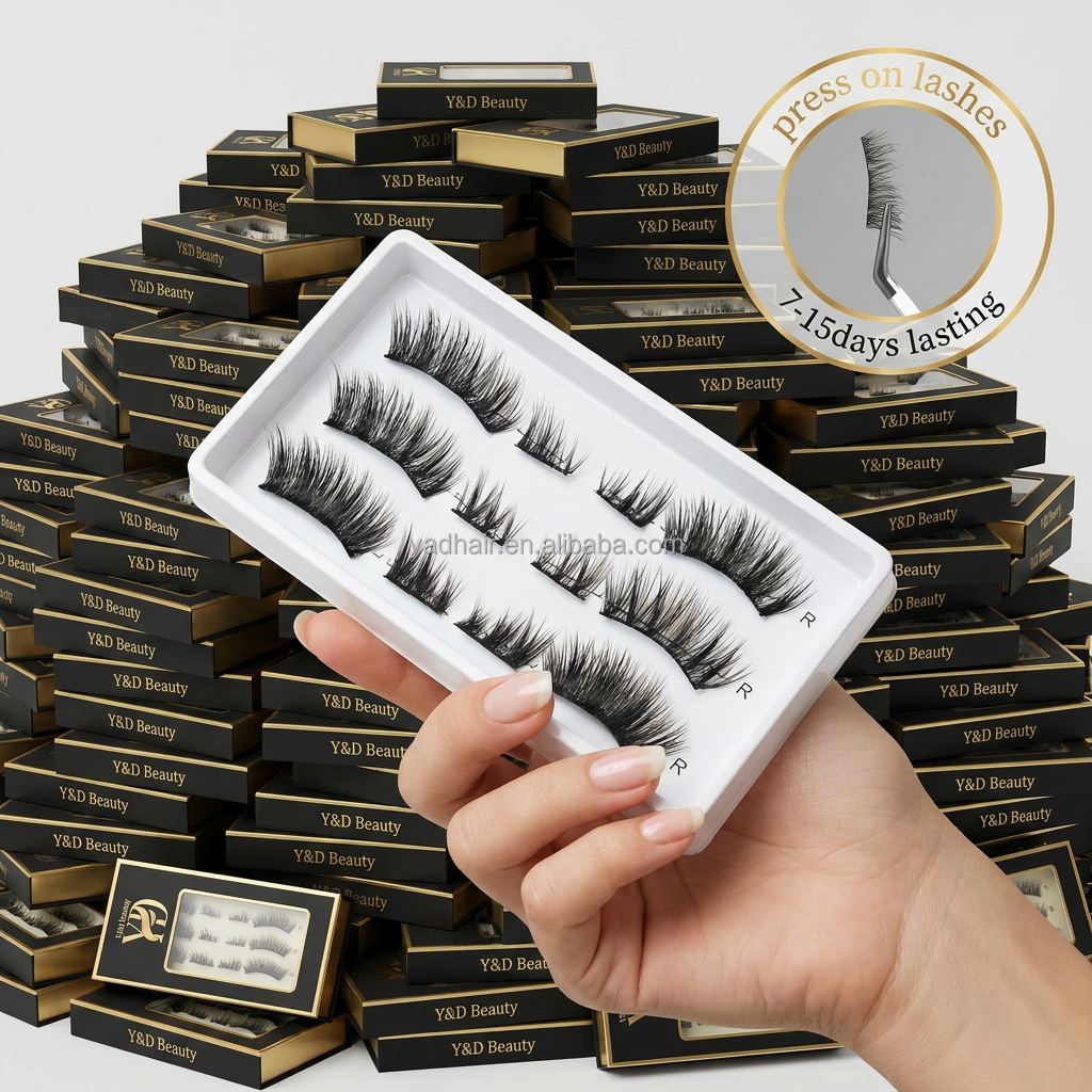 Wholesale Handmade Glue-free Reusable Self Adhesive Plant Fiber Cruelty-Free Waterproof Clear Band Eyelashes Strips