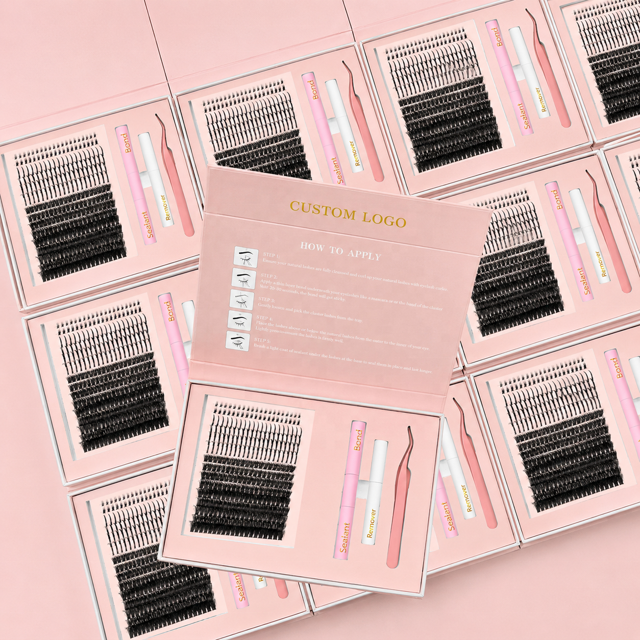 Wholesale Handmade Individual for Spike Cluster Eyelash Kit CustomLogo Mixed for Private Label Synthetic Hair 80D-200D