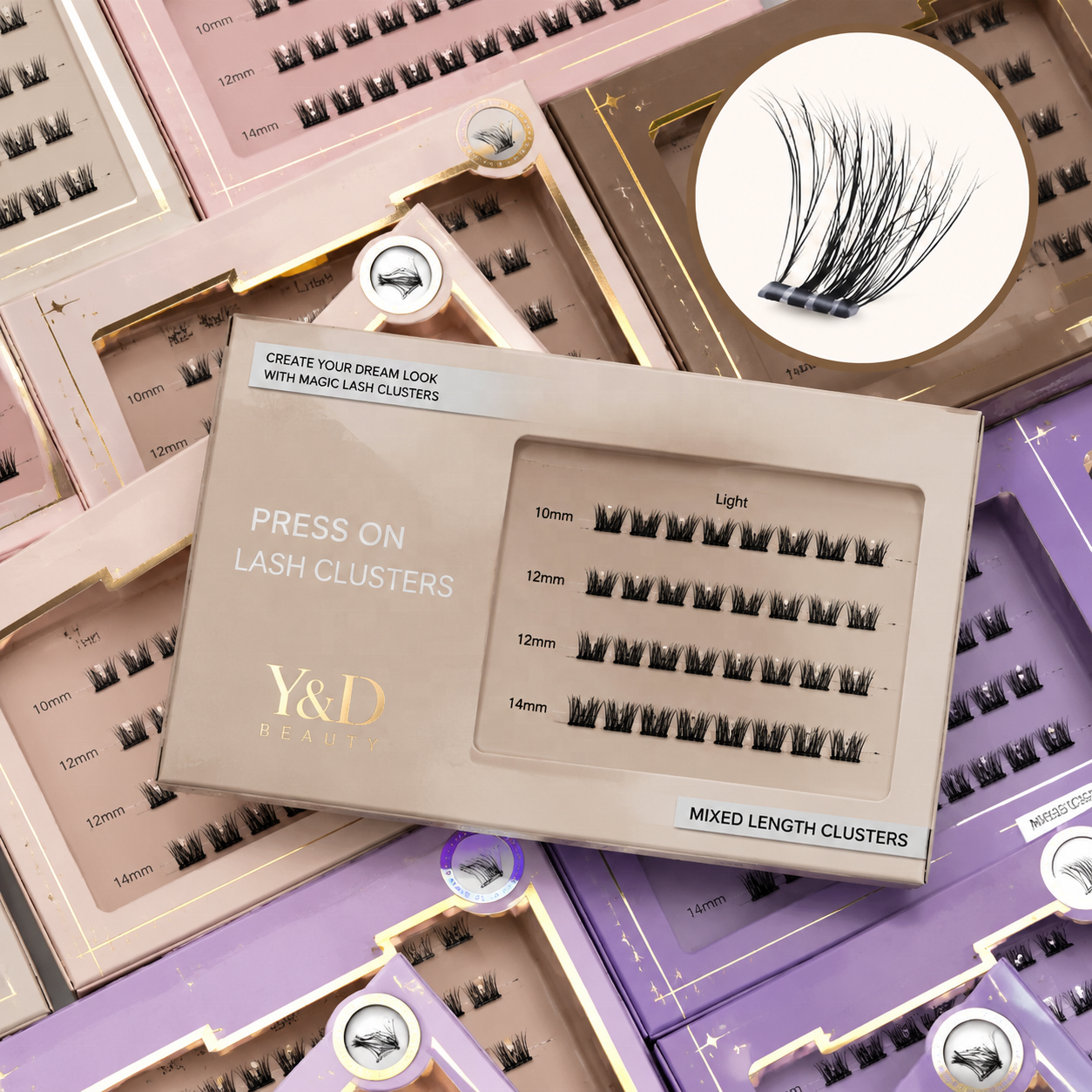 Wholesale Handmade Press DIY Knot Free Mink Silk Seconds-Only No Glue No Mess Reusable 12 Rows 3D Look Self Adhesive Lashes