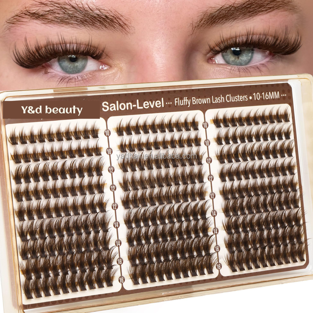 Wholesale Handmade Synthetic Hair Mocha BrownLash Clusters Spiky Wispy Diy Lash Extension Wet Look Anime Fan Eyelashes