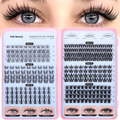 Wholesale Handmade Volume Lash Clusters Kit 6 Styles 10-16mm Wispy Natural Spiky Manga Mixed for Private Label Eyelashes