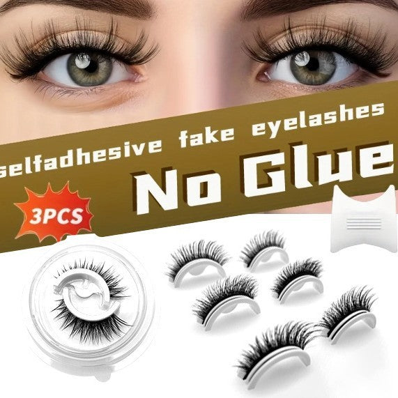Wholesale Self-adhesive Natual False Eyelashes Waterproof Vegan Reusable 3D Presson Synthetic Eyelashes Glue-Free Self-Sticking