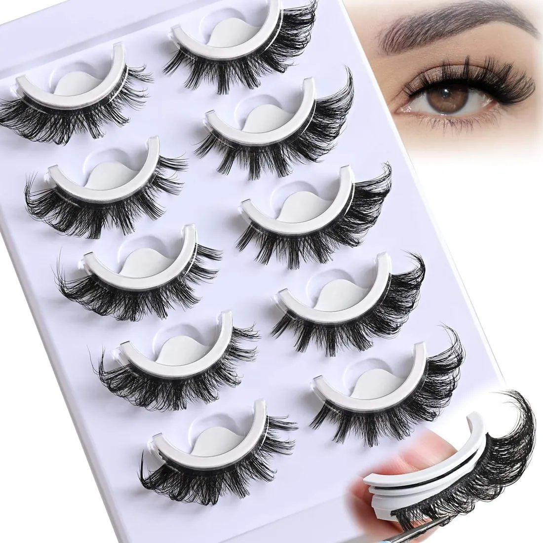 Reusable Fox Eye Self Adhesive Strips Eyelashes No Glue