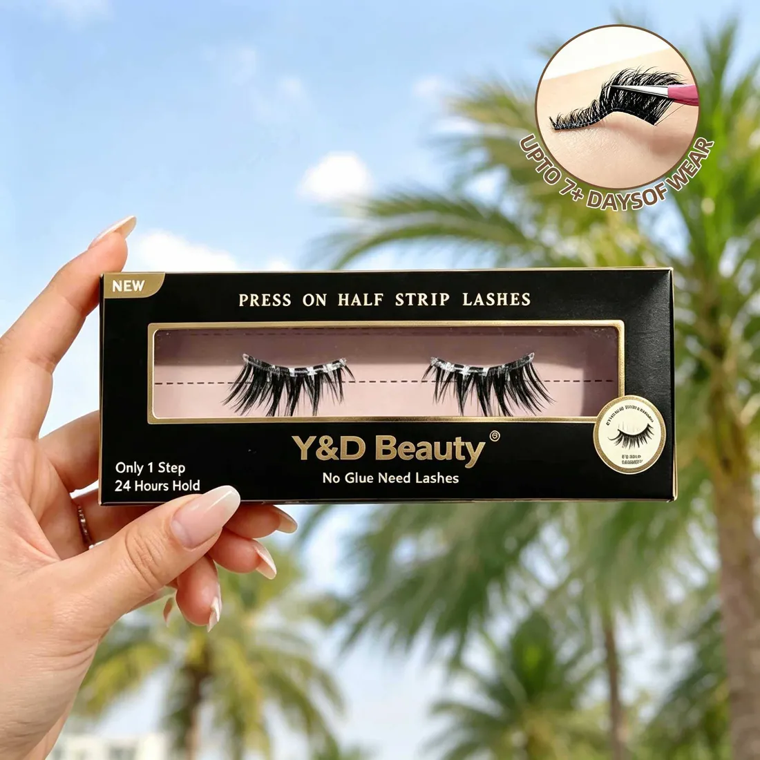 Private Label Black Self Adhesive Pre-Glued Half Lashes Faux