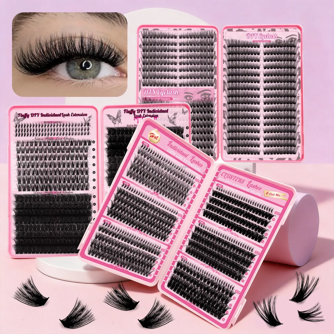 European American Synthetic Hair Eyelash Book Mixed Large