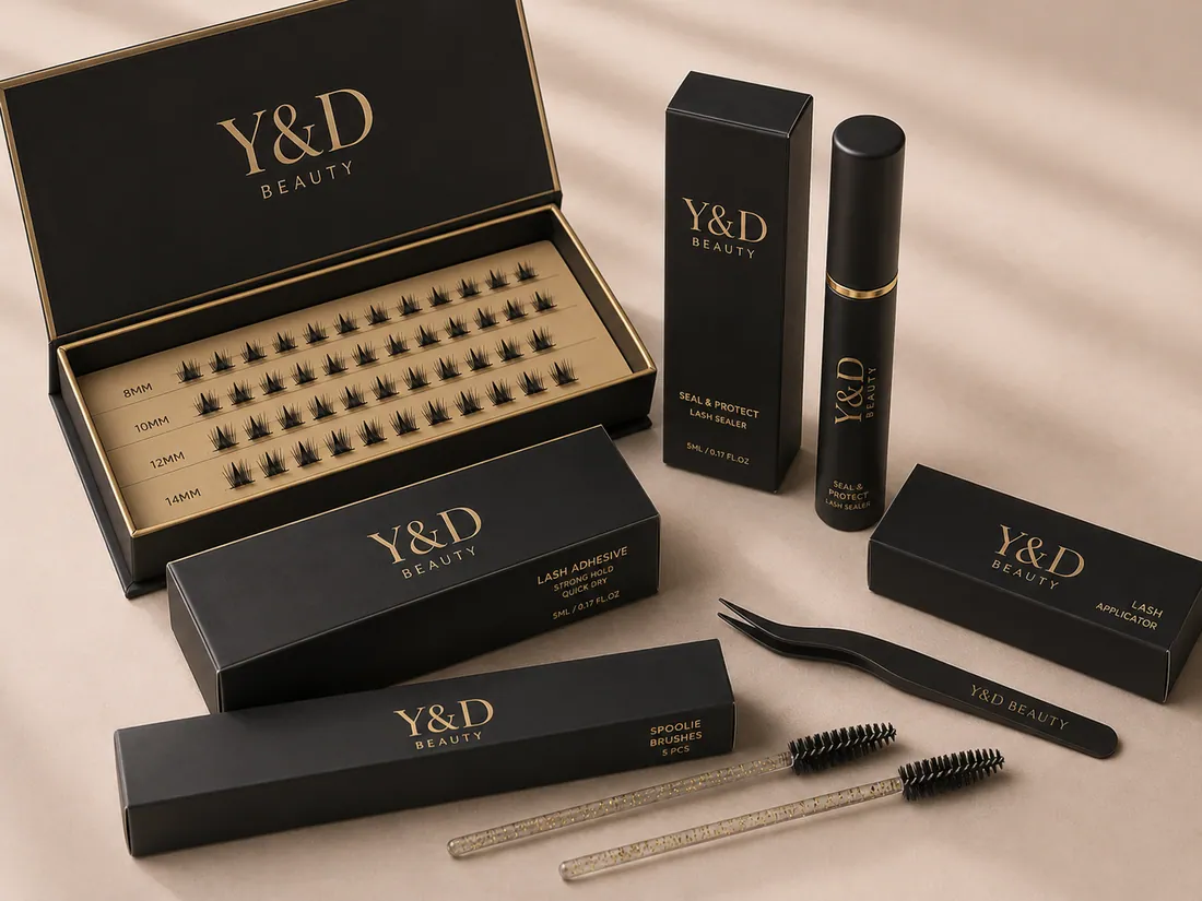 Handmade Oem Eyelash Cluster DIY Kit Magnetic Box Korean Pbt